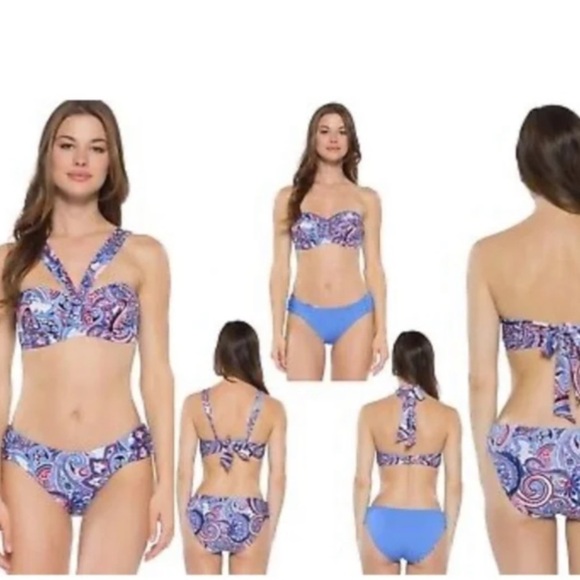 NWOT Becca by Rebecca Virtue Reversible Tab Side Hipster Bikini and top set - Picture 1 of 16